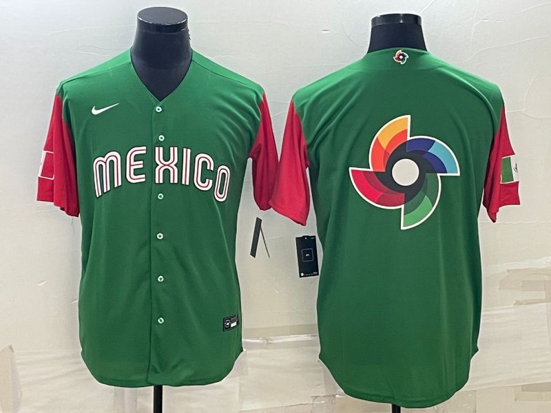 Men 2023 World Cub Mexico Blank Green Nike MLB Jersey4->more jerseys->MLB Jersey